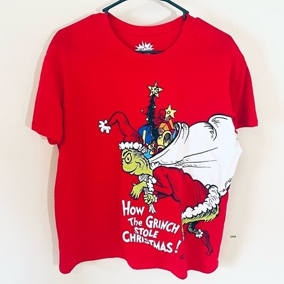 NWOT The Grinch Dr Seuss, Red Tee Size M - #How the Grinch Stole Christmas! - Picture 7 of 9